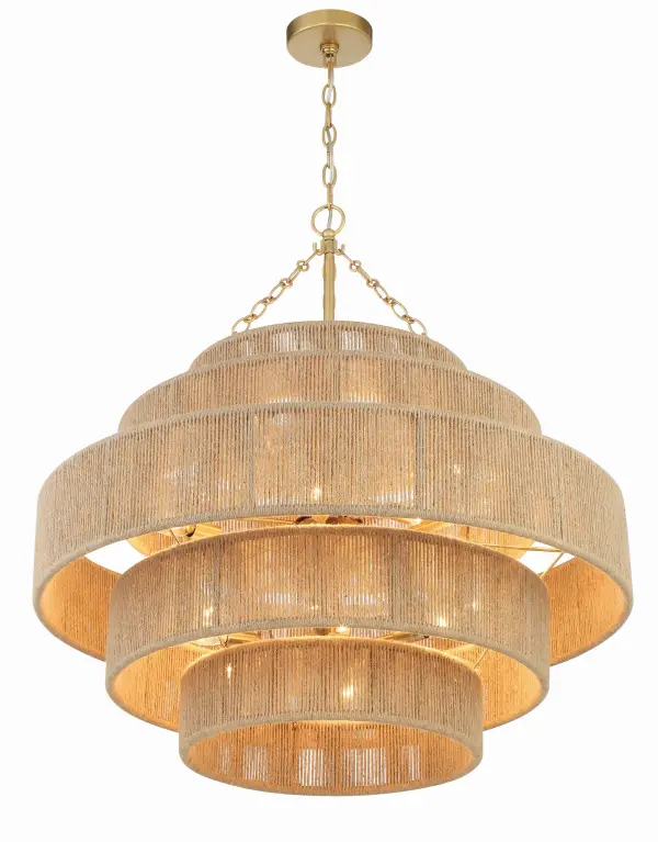 Shyla 32" Tiered Jute Chandelier - Image 4