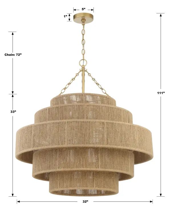 Shyla 32" Tiered Jute Chandelier - Image 10