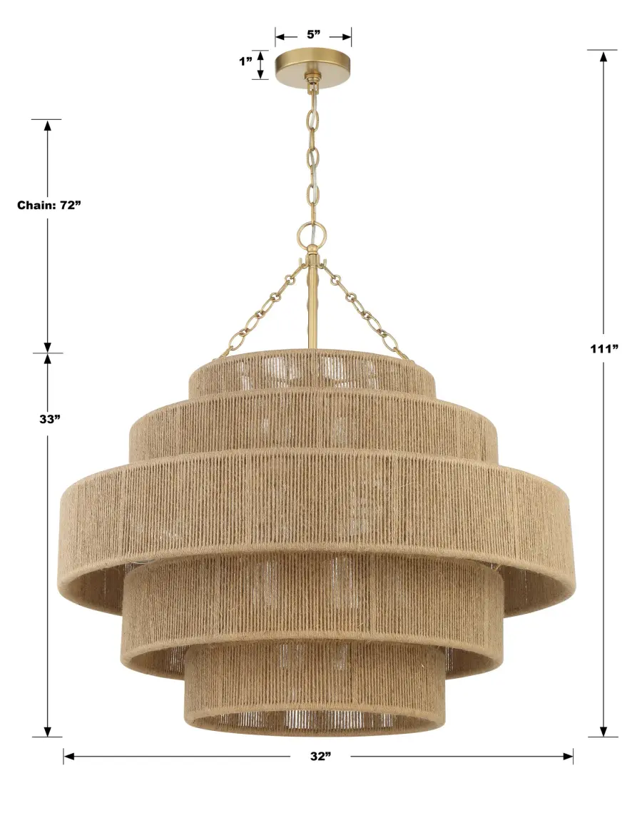 Shyla 32" Tiered Jute Chandelier - Image 10
