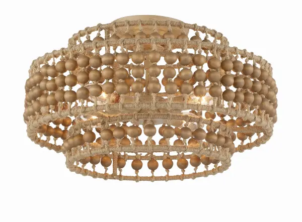 The Silas brings organic warmth to any space with its interlaced wood beads and jute rows. Perfect for creating a casual, inviting atmosphere in bedrooms, bathrooms, and living areas with its handmade aesthetic.