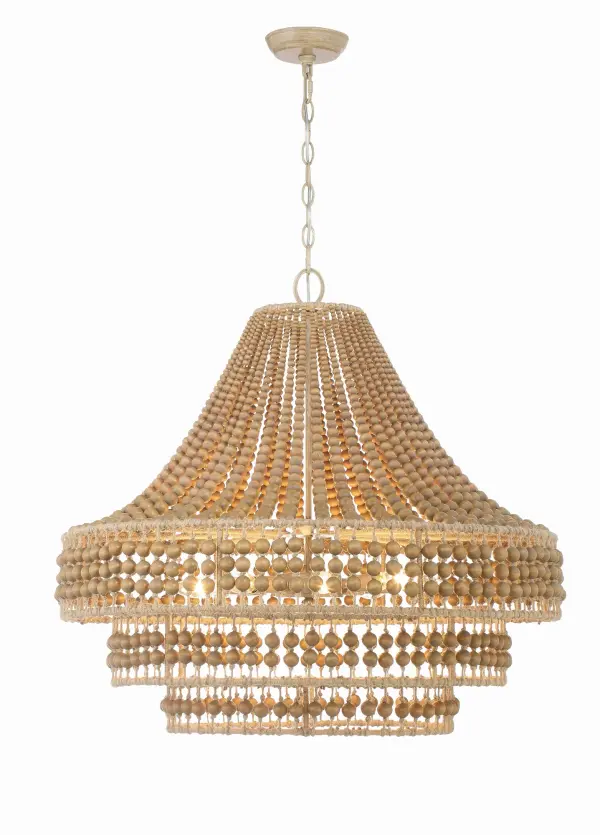 Silas 30" Wood Bead Chandelier - Image 1