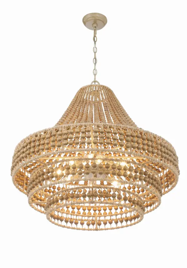 Silas 30" Wood Bead Chandelier - Image 2