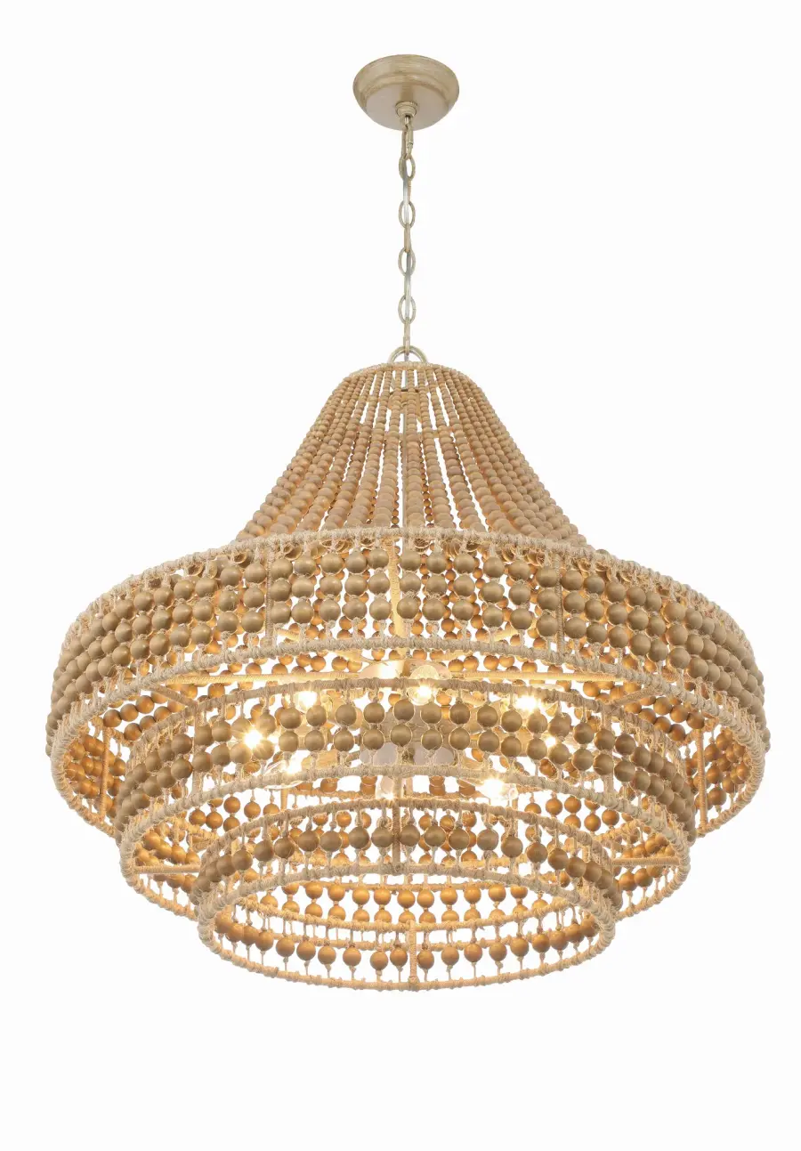 Silas 30" Wood Bead Chandelier - Image 2