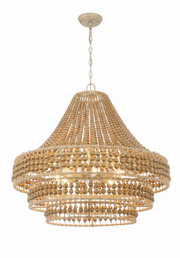 Silas 30" Wood Bead Chandelier - Image 3