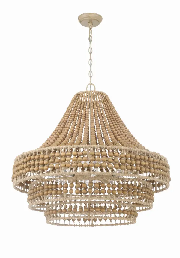 Silas 30" Wood Bead Chandelier - Image 4