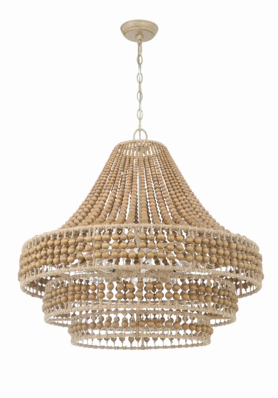 Silas 30" Wood Bead Chandelier - Image 4