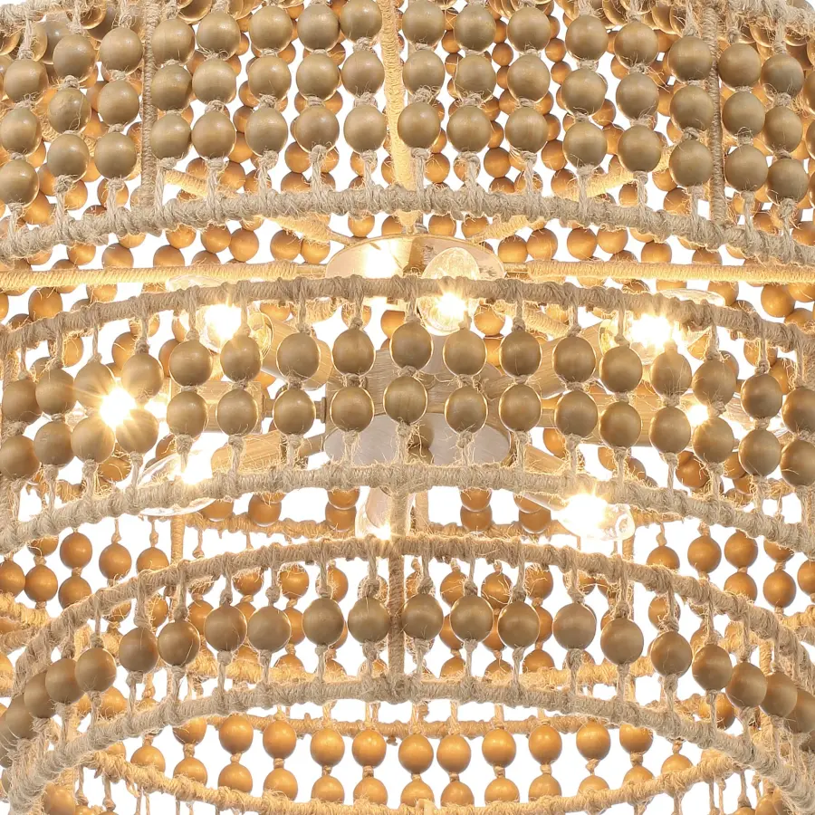 Silas 30" Wood Bead Chandelier - Image 5