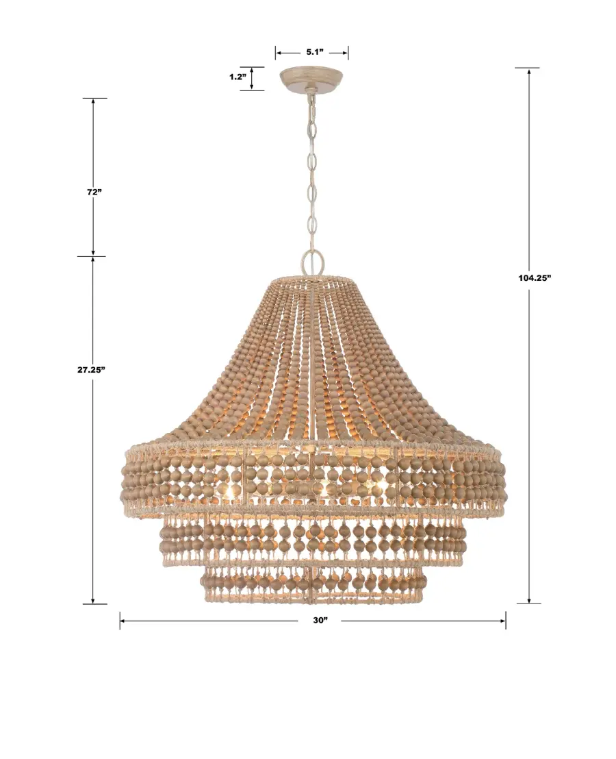 Silas 30" Wood Bead Chandelier - Image 8