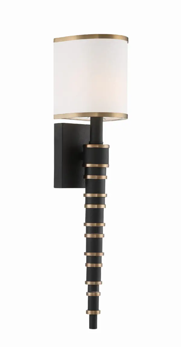 Sloane 5" Wall Sconce in Vibrant Gold & Black Forged - Image 1