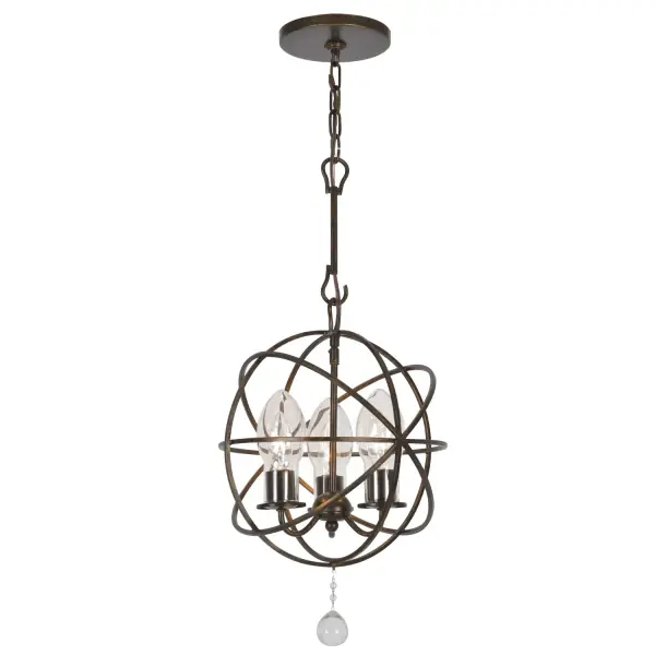 The Solaris 12" Outdoor Chandelier brings museum-quality design to exterior spaces with its sleek wrought cage and thin sculptural arms. Wet-rated for durability, this compact fixture works across rustic, boho, modern, and transitional aesthetics. - alternate view