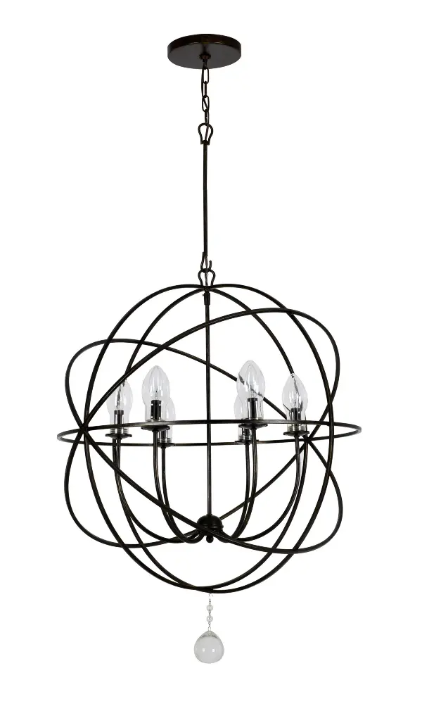 The Solaris Outdoor Chandelier combines sculptural sphere-shaped wrought cage with sleek minimalist arms, creating a statement piece that transitions seamlessly from rustic to modern aesthetics. Wet-rated for true outdoor durability.