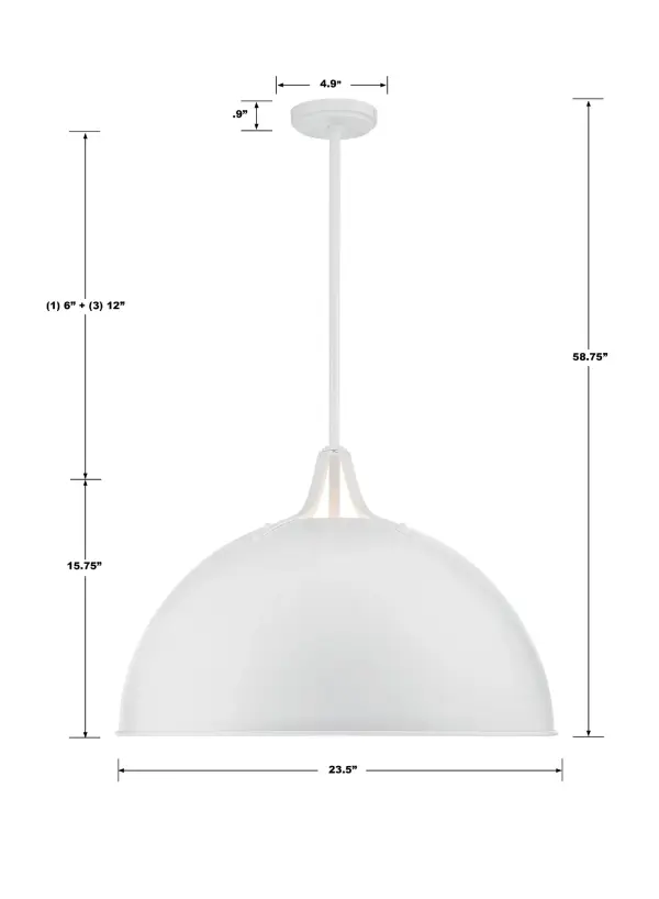 Soto 23.5" Matte White Dome Pendant - Image 16