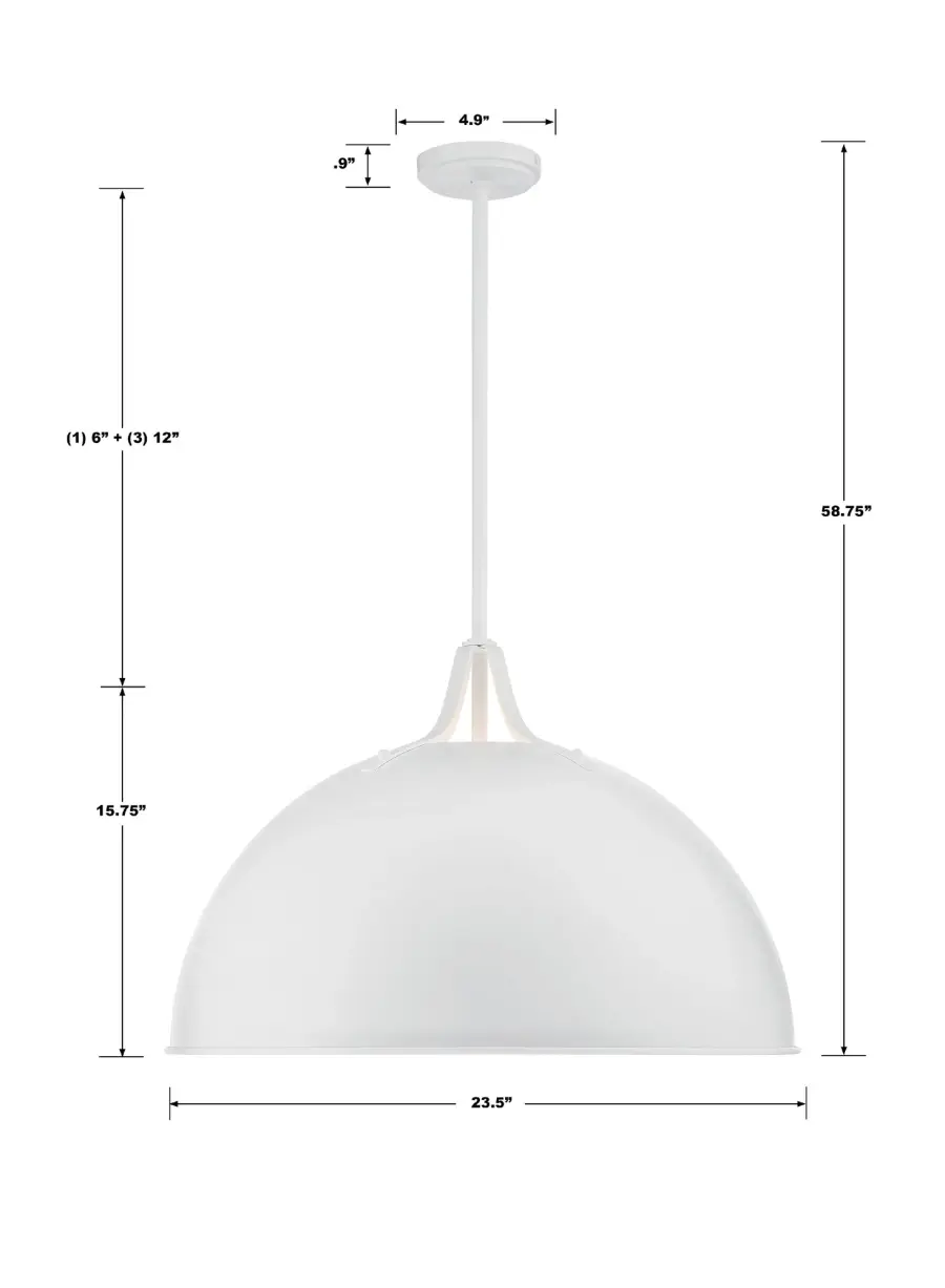 Soto 23.5" Matte White Dome Pendant - Image 16