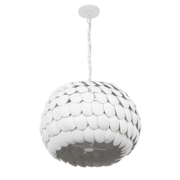 The Talia Chandelier brings organic sophistication with its layered coconut shell design. At 20.5 inches, it offers refined artisanal quality perfect for coastal-inspired or modern organic interiors seeking natural texture and soft dimension. - alternate view