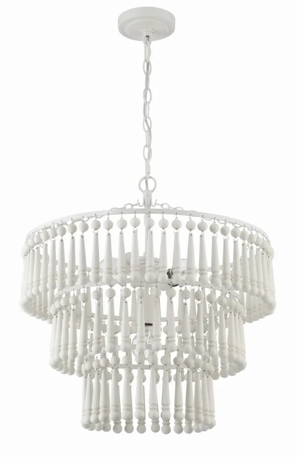 Tiana White Wood Bead Chandelier - Image 3