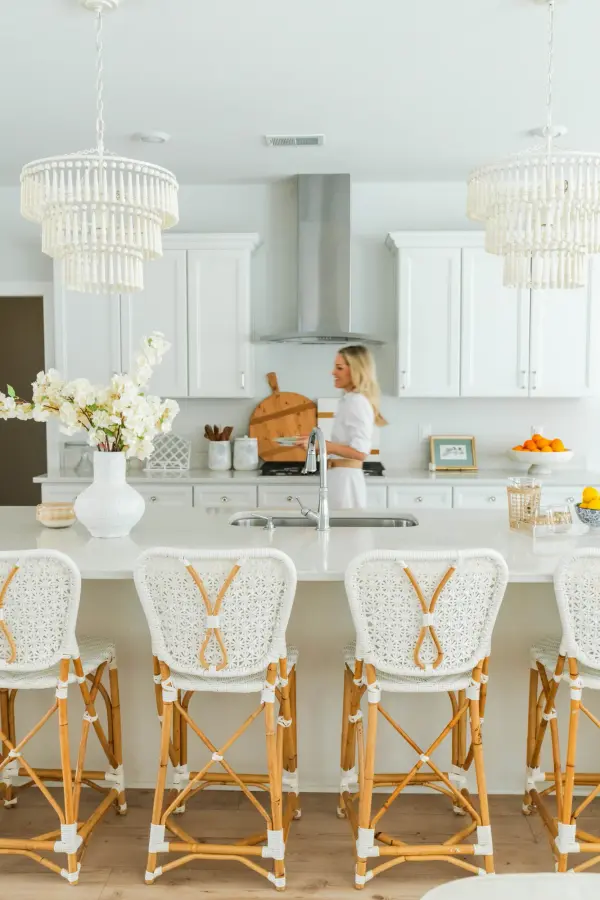Tiana White Wood Bead Chandelier - Image 5