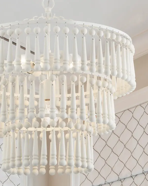 Tiana White Wood Bead Chandelier - Image 7