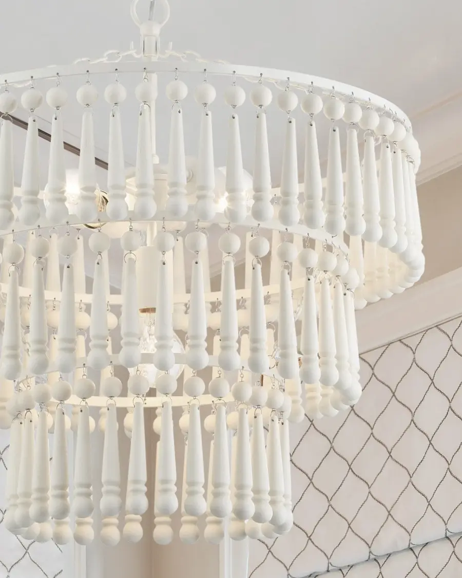 Tiana White Wood Bead Chandelier - Image 7