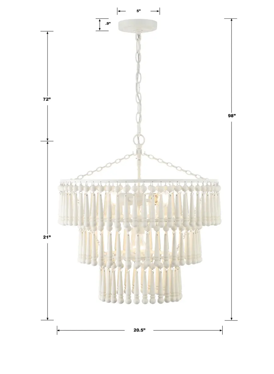 Tiana White Wood Bead Chandelier - Image 8