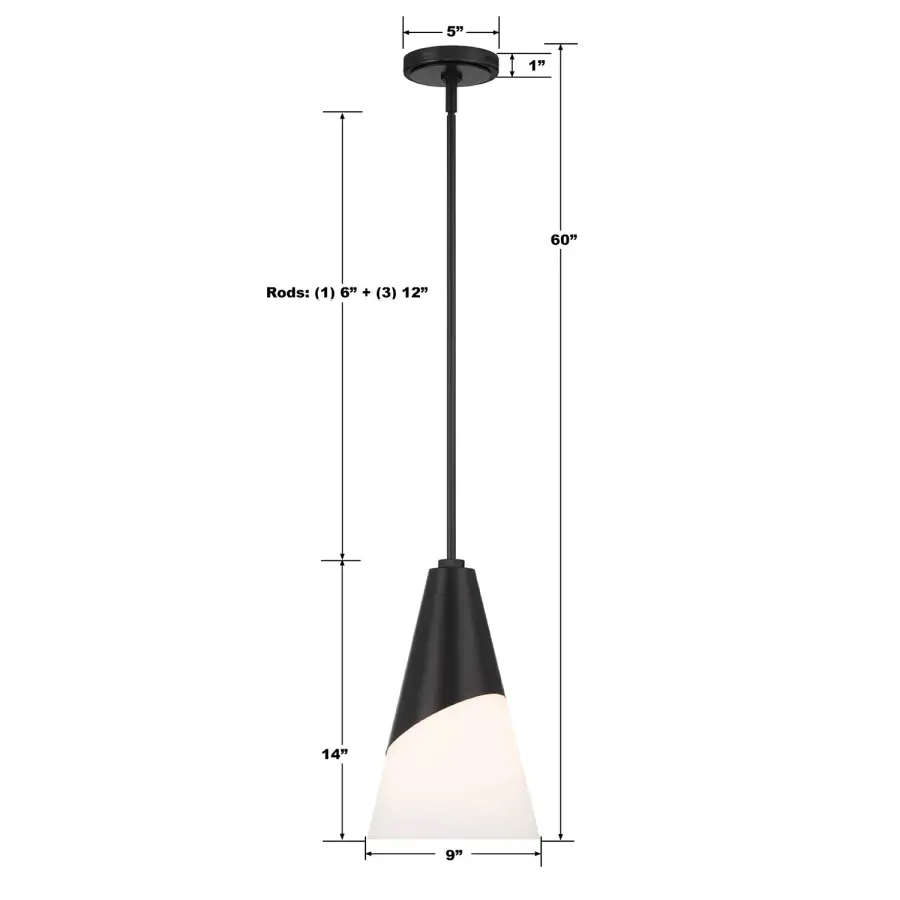 Tori 9" Mini Pendant in Matte Black - Image 15