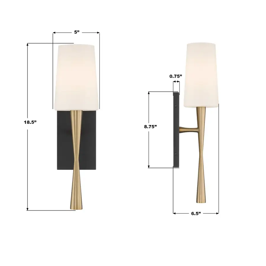 Trenton 5" Wall Sconce in Aged Brass & Black Forged - Image 7