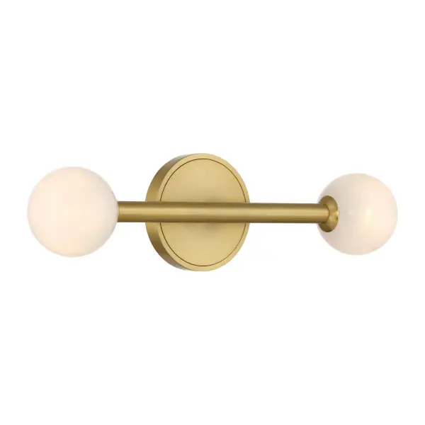 The Terrell vanity light combines contemporary styling with functional LED illumination. Strié glass globes create soft, diffused light while adding visual texture. The Luxe Gold finish brings warmth and sophistication to bathroom spaces. - alternate view