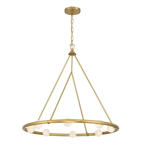 The Terrell LED Chandelier combines clean contemporary lines with strié glass globes that create beautiful textured light diffusion. At 29.5 inches, it's perfectly sized for medium dining rooms and kitchen islands, offering both functional illumination and refined style in a luxe gold finish.
