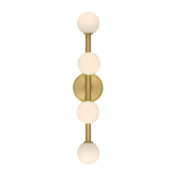 The Terrell 24" vanity light combines strié glass globes with a luxe gold finish for sophisticated bathroom illumination. LED technology provides energy-efficient lighting while the textured glass creates warmth and visual interest.