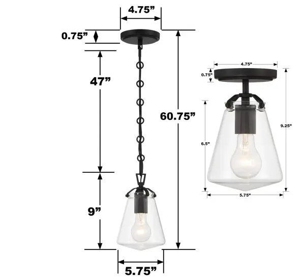 Voss 5.75" Semi Flush Mount in Matte Black - Image 13
