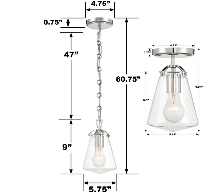 Voss 5.75" Semi Flush Mount in Polished Nickel - Image 20