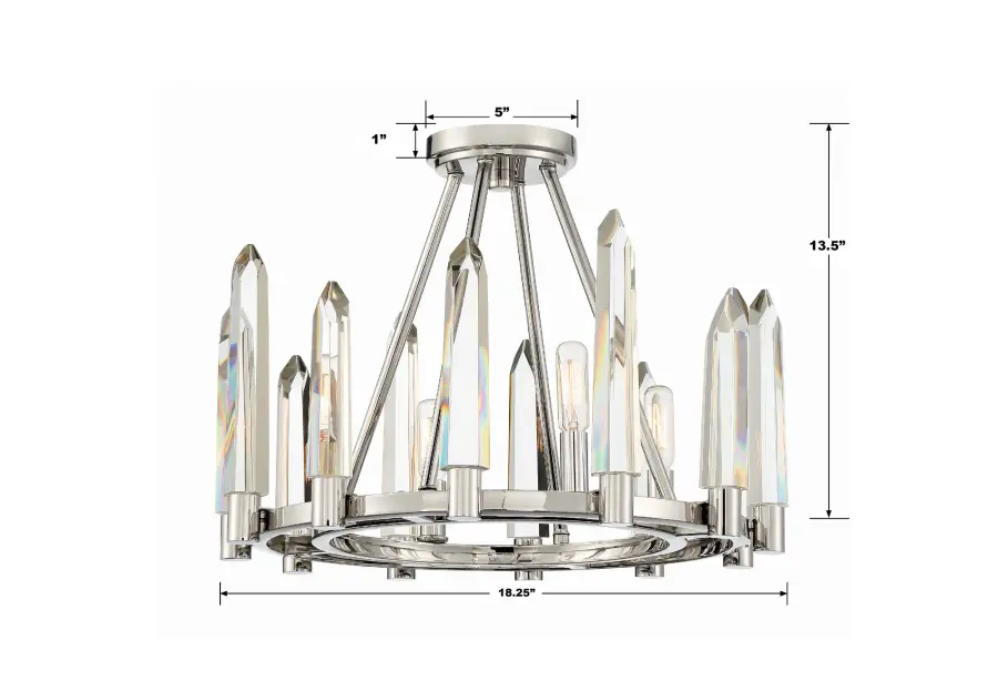 Watson 18.25" Semi Flush Mount in Polished Nickel - Image 6
