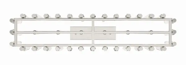 The Watson 42" Linear Chandelier makes a dramatic statement with hand-cut crystal icicles and polished nickel finish. Its contemporary design brings sophisticated glamour to dining rooms and kitchen islands. - alternate view