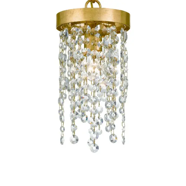 The Winham 7" pendant features layers of hand-cut crystal strands on a Black Forged frame, creating optimal sparkle and elegance. Perfect as a focal point in intimate spaces or grouped for dramatic effect. - alternate view