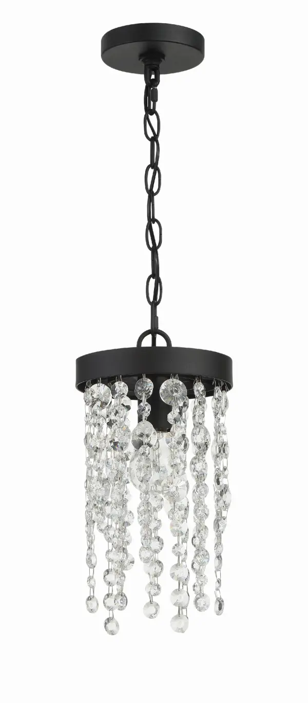 Winham 7" Crystal Mini Pendant in Black Forged - Image 11