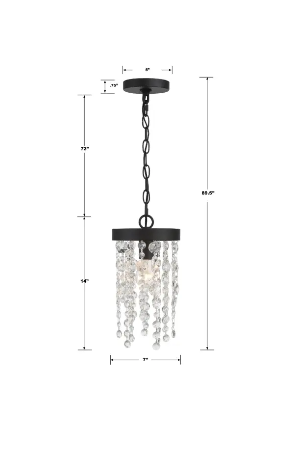 Winham 7" Crystal Mini Pendant in Black Forged - Image 12