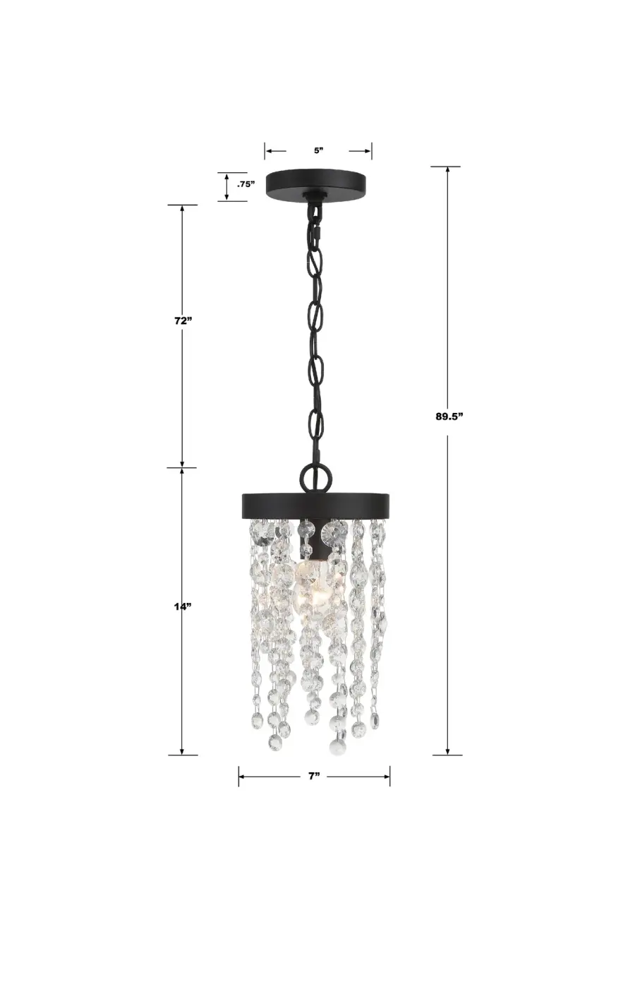 Winham 7" Crystal Mini Pendant in Black Forged - Image 12