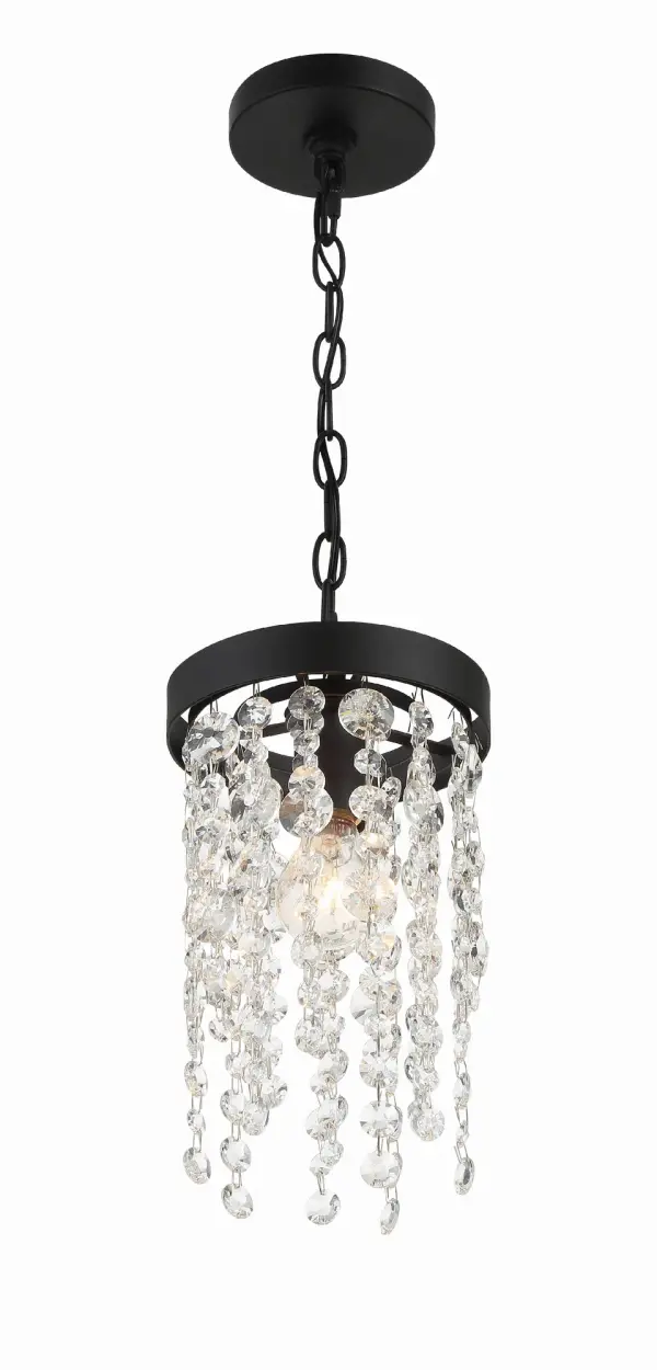 Winham 7" Crystal Mini Pendant in Black Forged - Image 9