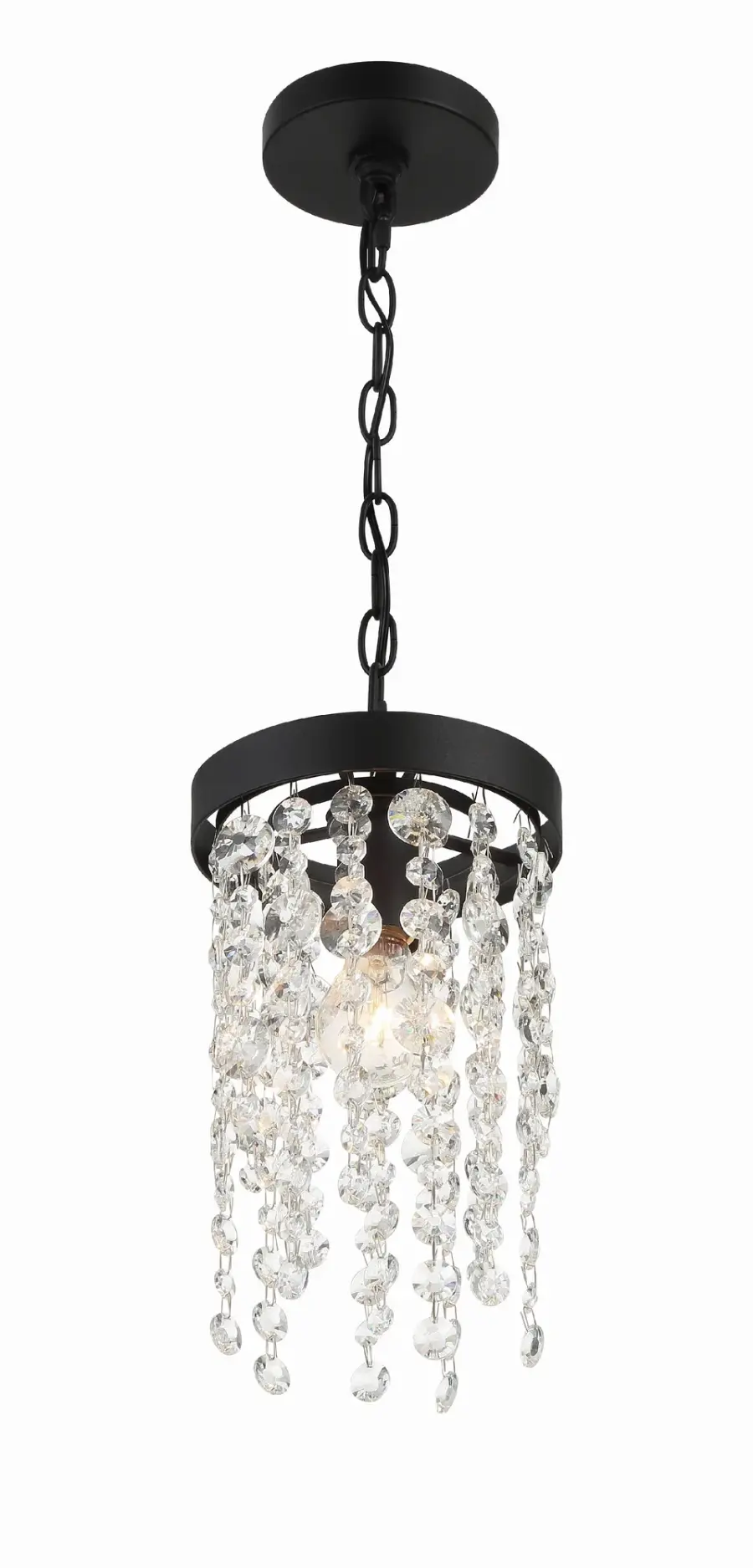Winham 7" Crystal Mini Pendant in Black Forged - Image 9