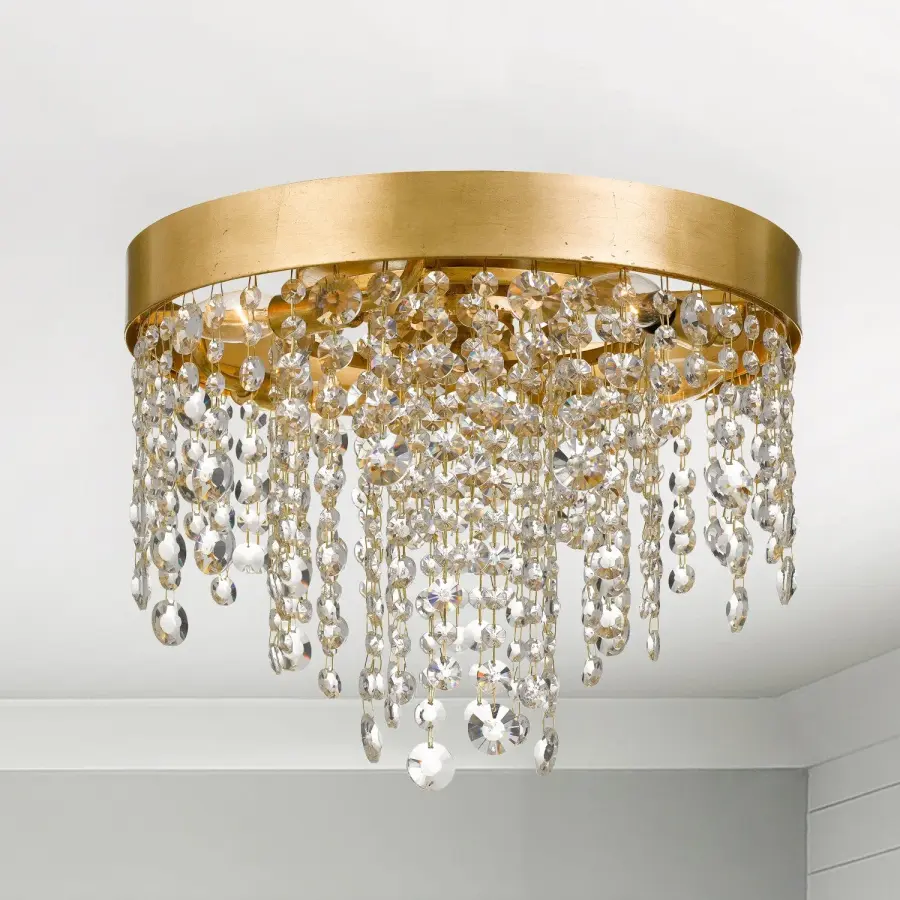 Winham 16" Crystal Flush Mount in Antique Gold - Image 6