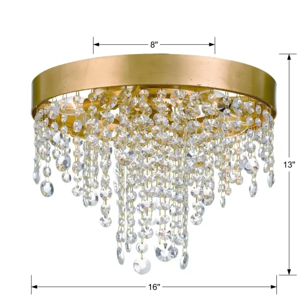 Winham 16" Crystal Flush Mount in Antique Gold - Image 7