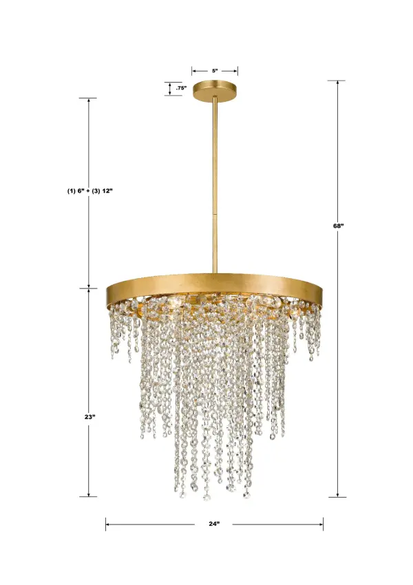 Winham 24" Crystal Chandelier in Antique Gold - Image 6
