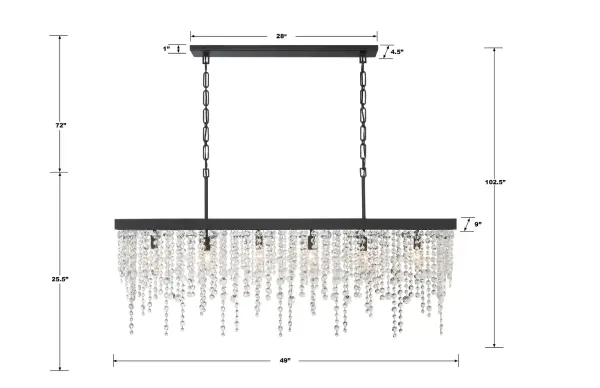 Winham 49" Linear Crystal Chandelier - Image 17