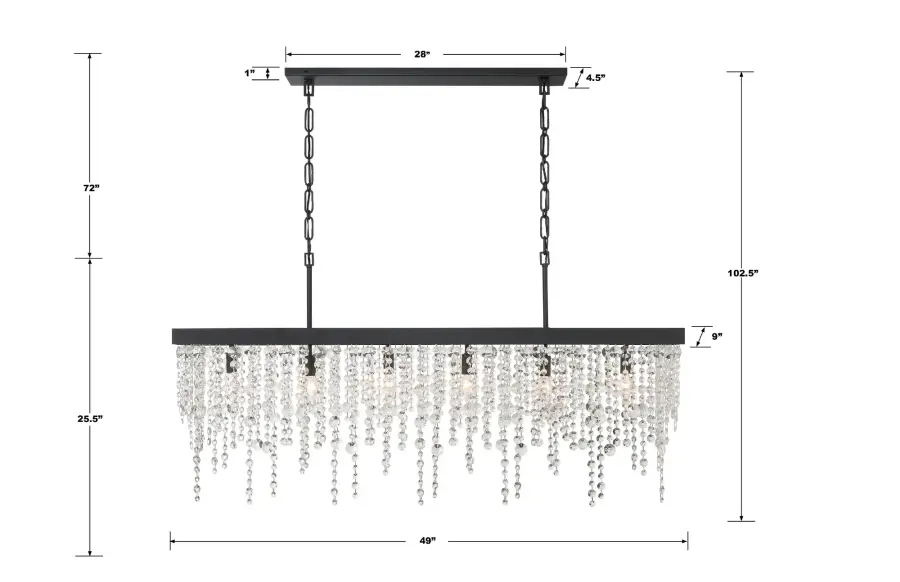 Winham 49" Linear Crystal Chandelier - Image 17