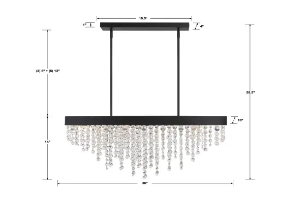 Winham 36" Linear Oval Crystal Chandelier - Image 13