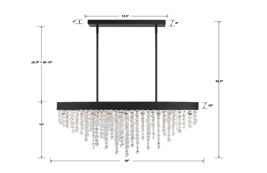 Winham 36" Linear Oval Crystal Chandelier - Image 13