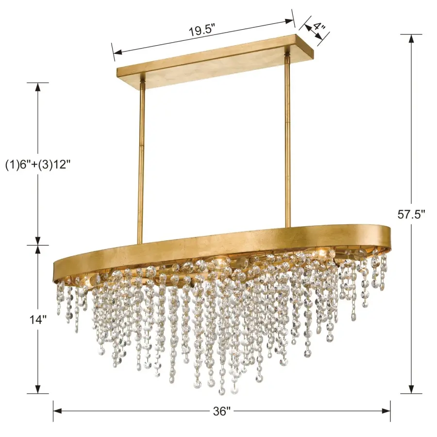 Winham 36" Linear Oval Crystal Chandelier - Image 6