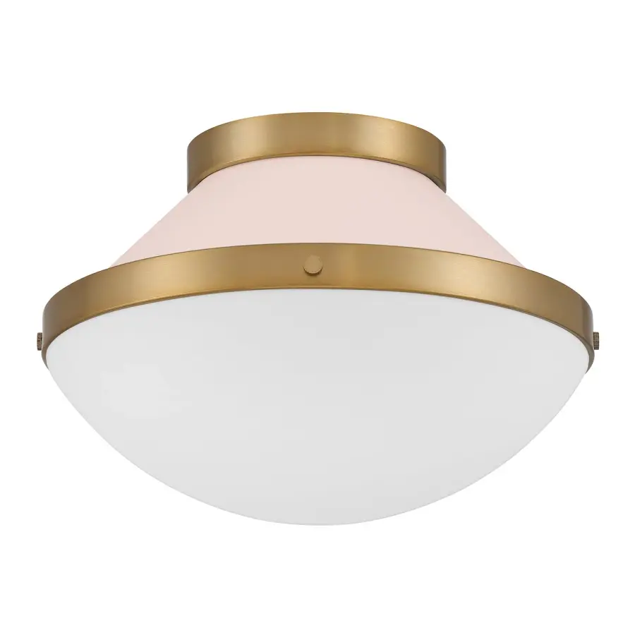 Xander 12.25" Flush Mount in Vibrant Gold with Blush Glass - Image 2