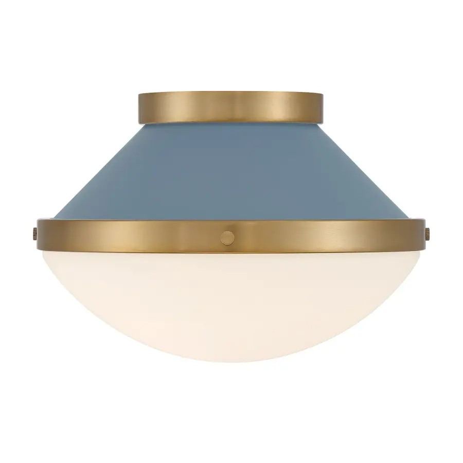 Xander 12.25" Flush Mount in Vibrant Gold with Blush Glass - Image 11