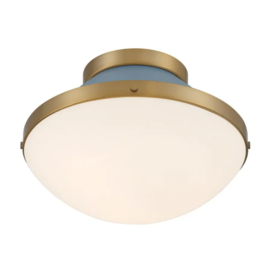 Xander 12.25" Flush Mount in Vibrant Gold with Blush Glass - Image 12