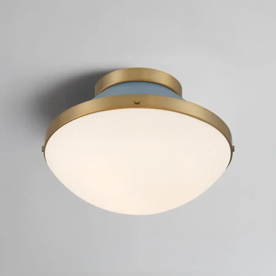 Xander 12.25" Flush Mount in Vibrant Gold with Blush Glass - Image 14